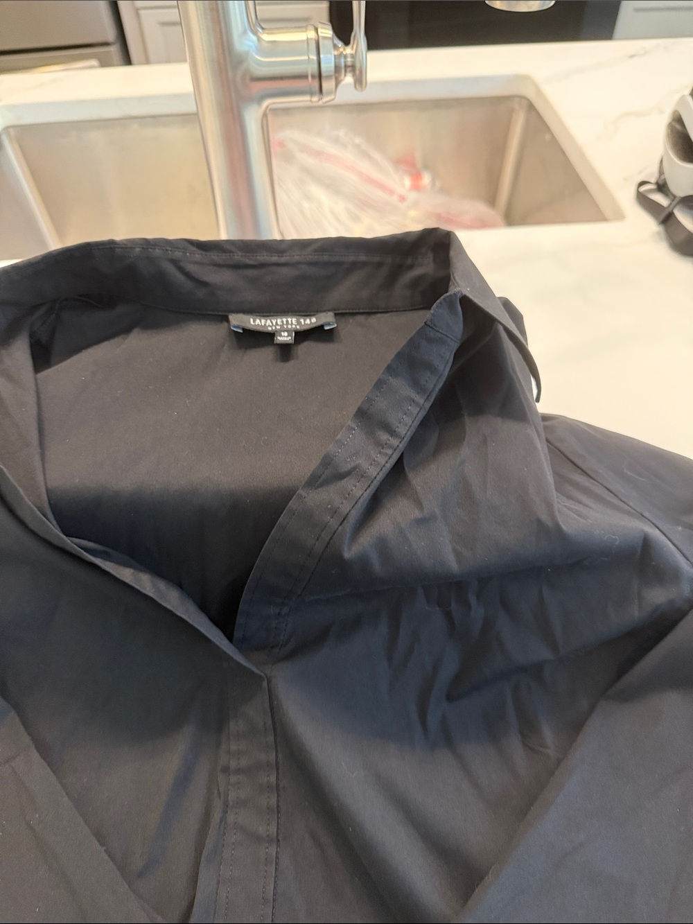 Lafayette 148 New York Black Collared Blouse